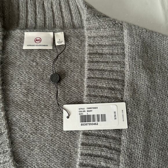 AG Amari Bishop Sleeve Crop Sweater in Net Grey Size L - Picture 7 of 11